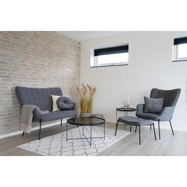 Stolik kawowy okrągły Venezia 70 cm czarny szklany nowoczesny do salonu Intesi ( Rozmiar: uniwersalny )