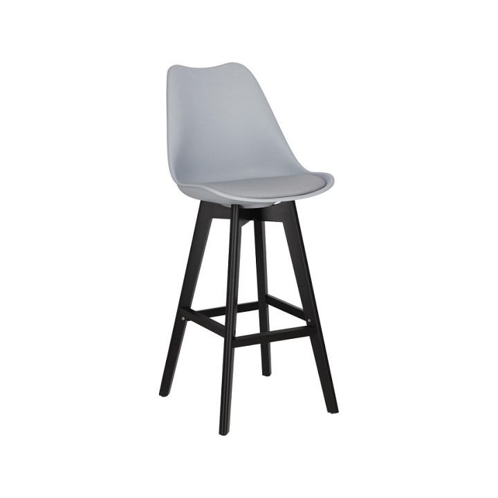 Stołek barowy Norden wood black high PP szary - Intesi