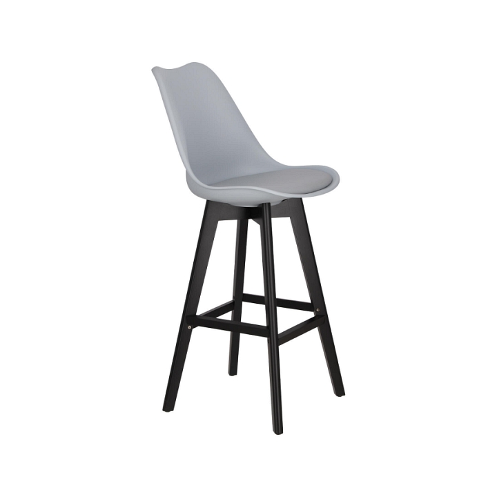 Stołek barowy Norden wood black high PP szary - Intesi