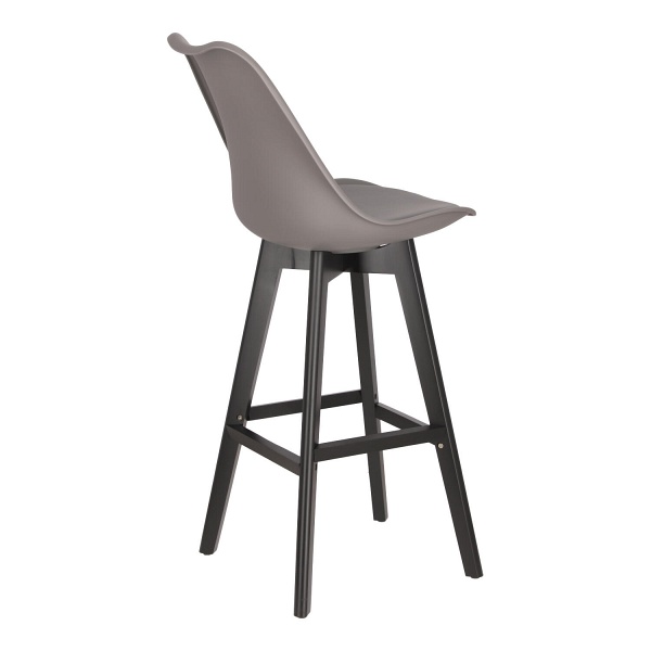 Hoker z oparciem Norden szary nowoczesny drewniany do kuchni i wyspy Intesi 75 cm ( Rozmiar: uniwersalny )