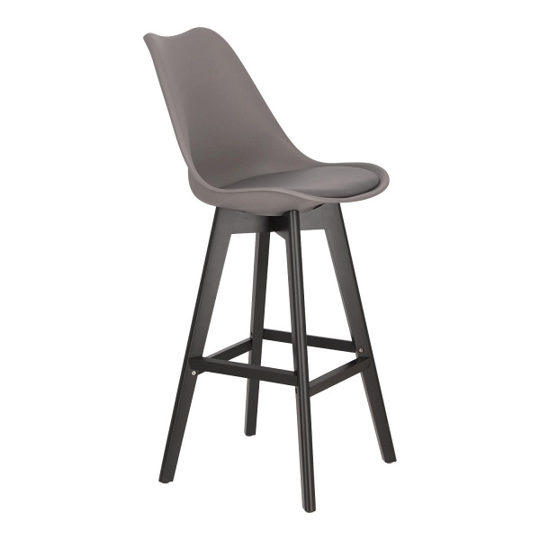 Hoker z oparciem Norden szary nowoczesny drewniany do kuchni i wyspy Intesi 75 cm ( Rozmiar: uniwersalny )