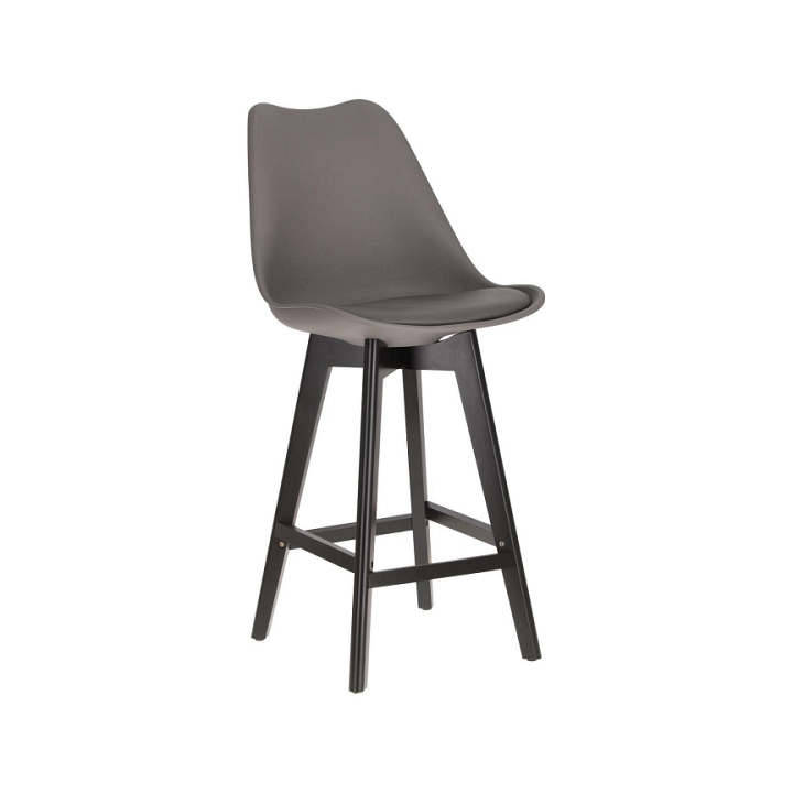 Stołek barowy Norden wood black low PP ciemny szary - Intesi