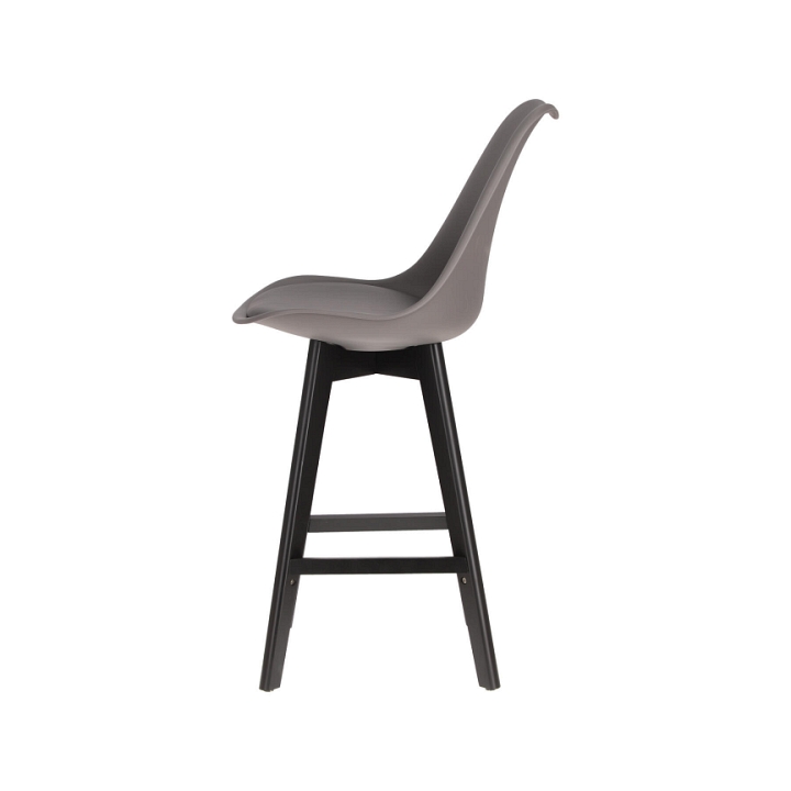 Stołek barowy Norden wood black low PP ciemny szary - Intesi