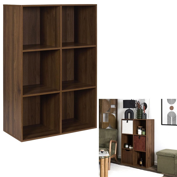 Regał do salonu klasyczny otwarty Tiffany orzech ciemny 4 półki Intesi 66,6 cm ( Rozmiar: uniwersalny )