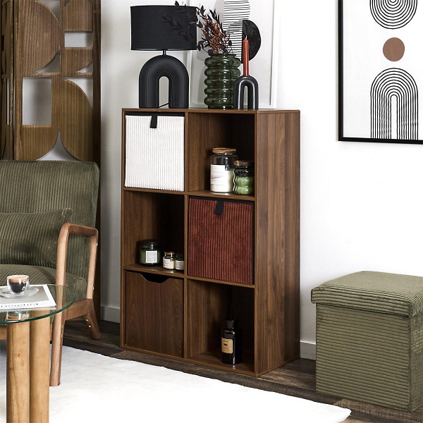 Regał do salonu klasyczny otwarty Tiffany orzech ciemny 4 półki Intesi 66,6 cm ( Rozmiar: uniwersalny )