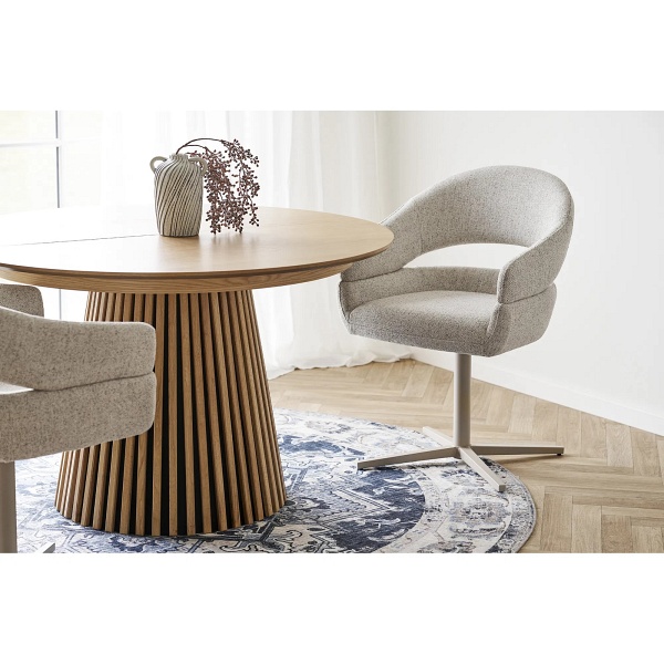 Krzesło obrotowe Dover szare jasne tapicerowane do jadalni i salonu ( Rozmiar: uniwersalny )