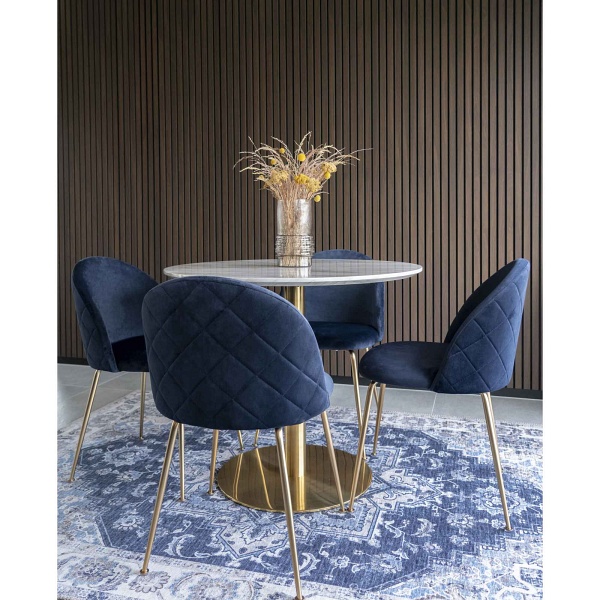 Stół okrągły Bolzano 90 cm szary marmur złoty nowoczesny do jadalni House Nordic ( Rozmiar: uniwersalny )