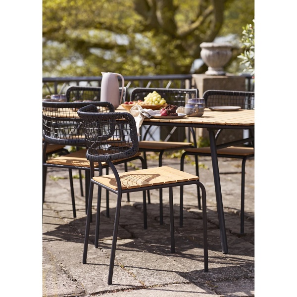 Krzesło Nashville drewniane tekowe czarne do jadalni i salonu ( Rozmiar: uniwersalny )