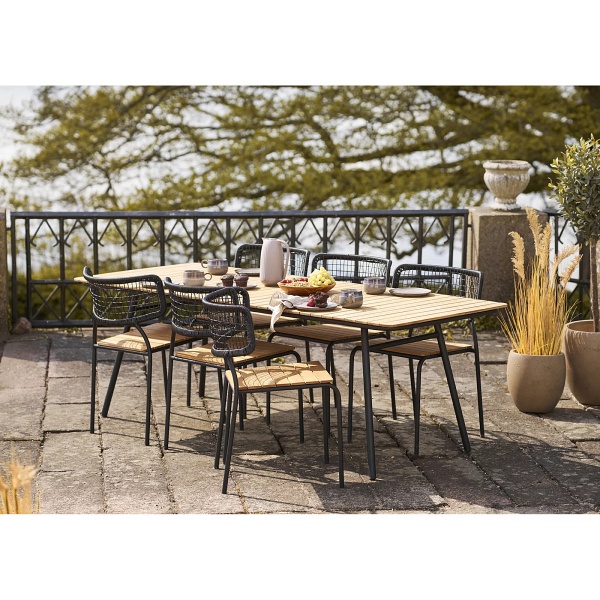 Krzesło Nashville drewniane tekowe czarne do jadalni i salonu ( Rozmiar: uniwersalny )