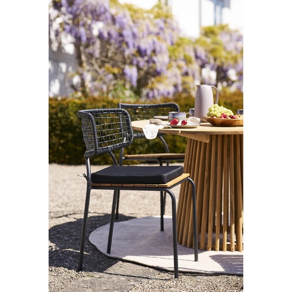 Krzesło Nashville drewniane tekowe czarne do jadalni i salonu ( Rozmiar: uniwersalny )