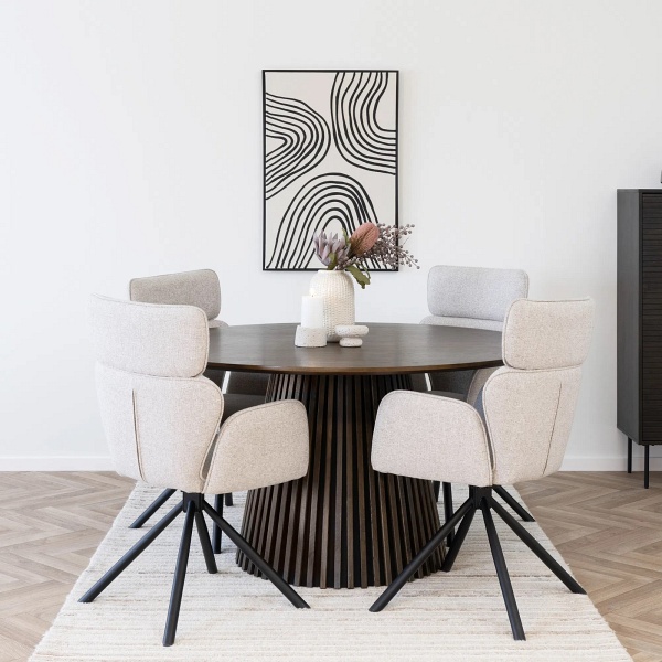 Stół okrągły do jadalni Osaka 140 cm dąb dymiony nowoczesny na jednej nodze House Nordic ( Rozmiar: uniwersalny )