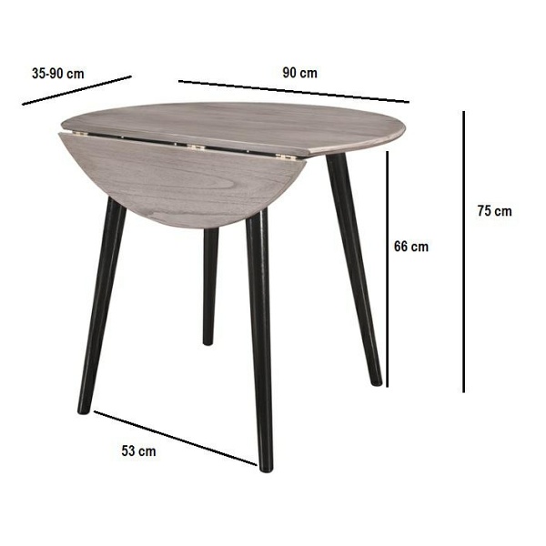 Stół okrągły rozkładany Drop 90 cm loft do kuchni i jadalni Intesi ( Rozmiar: uniwersalny )