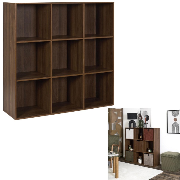 Regał na książki Tiffany 9 półek orzech ciemny do salonu Intesi ( Rozmiar: uniwersalny )