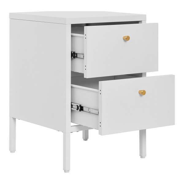 Szafka nocna Dalby biała metalowa loftowa z 2 szufladami 40 cm ( Rozmiar: uniwersalny )
