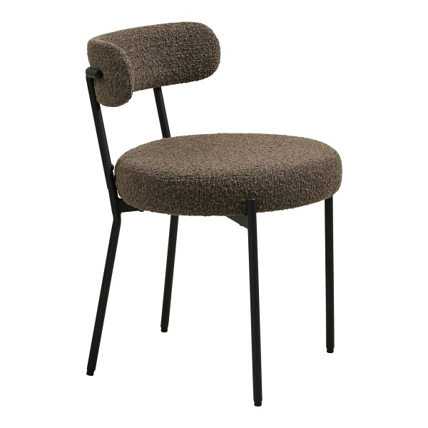 Krzesło Badalona tapicerowane bouclé brązowe do jadalni i salonu ( Rozmiar: uniwersalny )