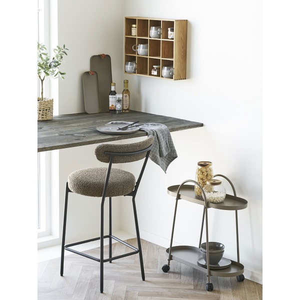 Hoker Badalona tapicerowany bouclé brązowy 65 cm do kuchni loft ( Rozmiar: uniwersalny )