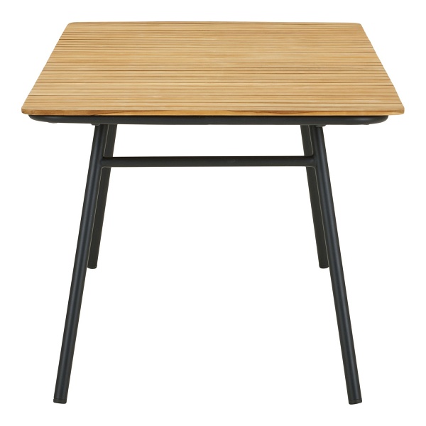 Stół ogrodowy Cleveland 220x90 cm drewniany tekowy na taras z czarnymi nogami ( Rozmiar: uniwersalny )