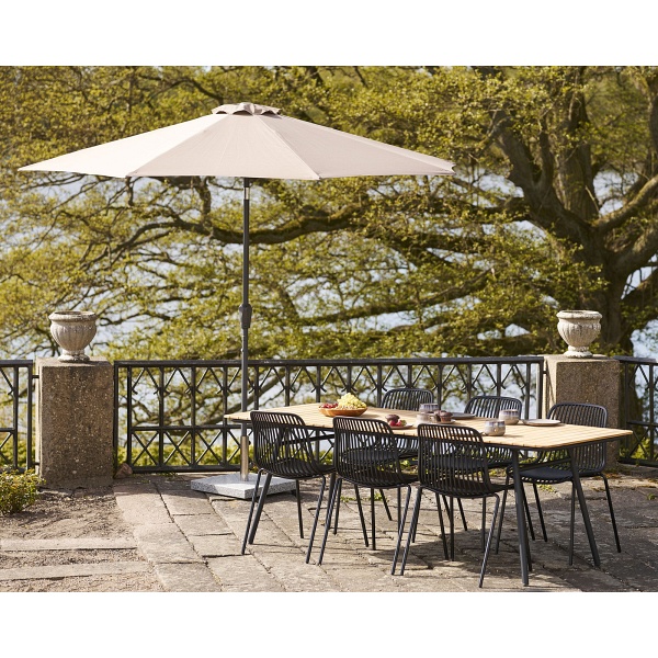 Stół ogrodowy Cleveland 220x90 cm drewniany tekowy na taras z czarnymi nogami ( Rozmiar: uniwersalny )