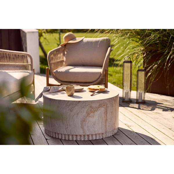 Stolik kawowy Bonn 75 cm okrągły beżowy nowoczesny do salonu ( Rozmiar: uniwersalny )