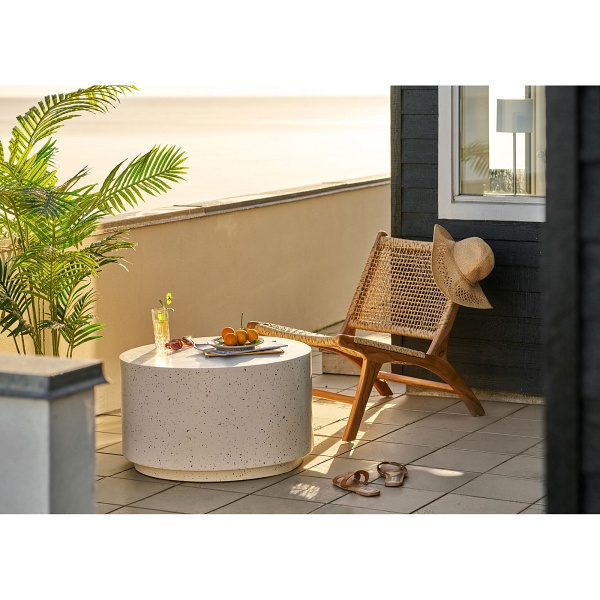 Stolik kawowy Bonn okrągły 70 cm beżowy lastryko nowoczesny do salonu ( Rozmiar: uniwersalny )