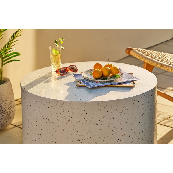 Stolik kawowy Bonn okrągły 70 cm beżowy lastryko nowoczesny do salonu ( Rozmiar: uniwersalny )