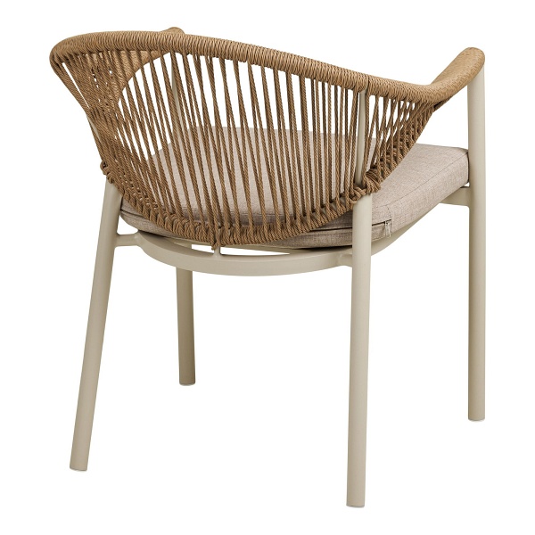 Krzesło Abela boho do jadalni i na taras z poduszką piaskowe ( Rozmiar: uniwersalny )