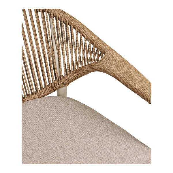 Krzesło Abela boho do jadalni i na taras z poduszką piaskowe ( Rozmiar: uniwersalny )