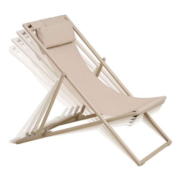 Krzesło plażowe Curtis taupe leżak plażowy składany z regulowanym oparciem ( Rozmiar: uniwersalny )