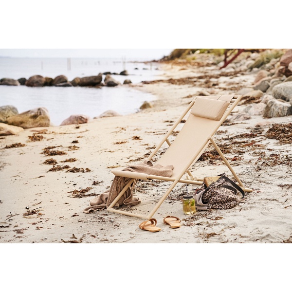 Krzesło plażowe Curtis taupe leżak plażowy składany z regulowanym oparciem ( Rozmiar: uniwersalny )