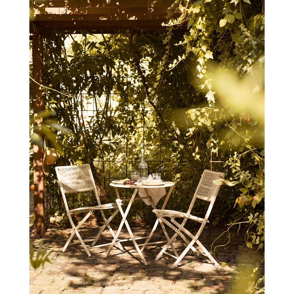 Zestaw mebli ogrodowych Arcas bistro taupe metalowy na taras 2 krzesła i stół ( Rozmiar: uniwersalny )