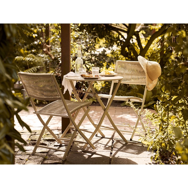 Zestaw mebli ogrodowych Arcas bistro taupe metalowy na taras 2 krzesła i stół ( Rozmiar: uniwersalny )