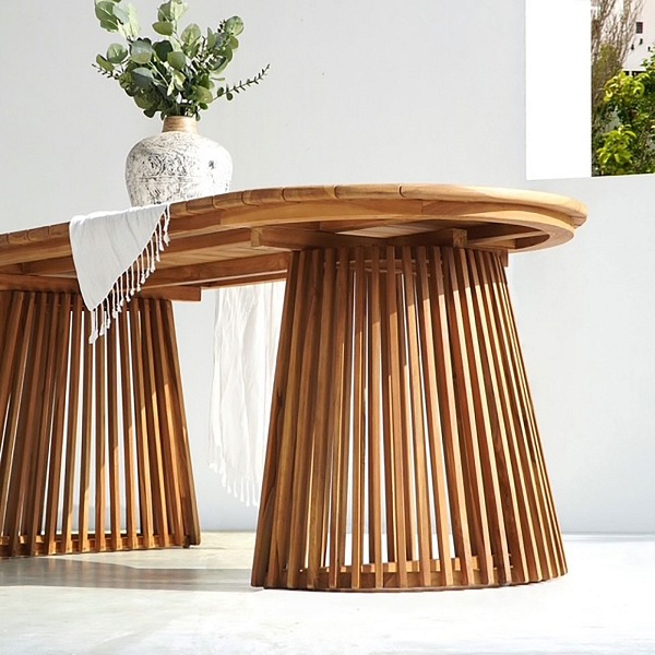 Stół do jadalni Berja owalny 200x90 z drewna tekowego naturalny ( Rozmiar: uniwersalny )