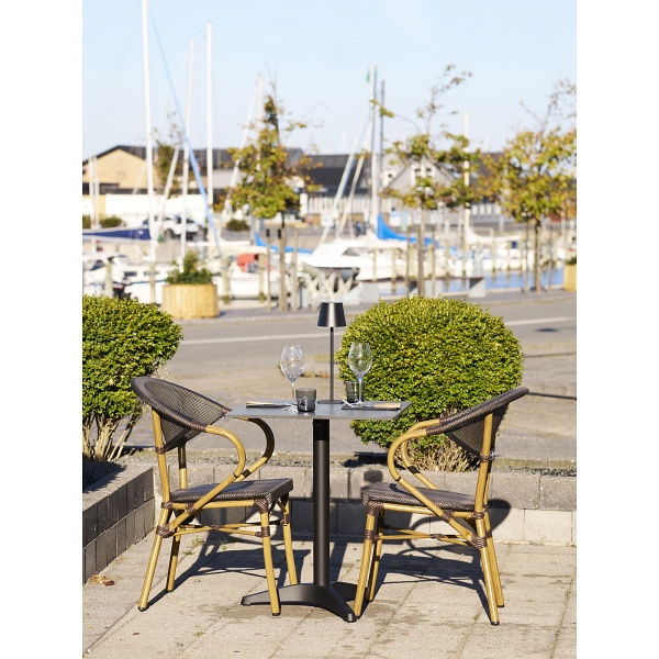 Krzesło Calda boho ciemnobrązowe z podłokietnikami do jadalni i tarasu ( Rozmiar: uniwersalny )