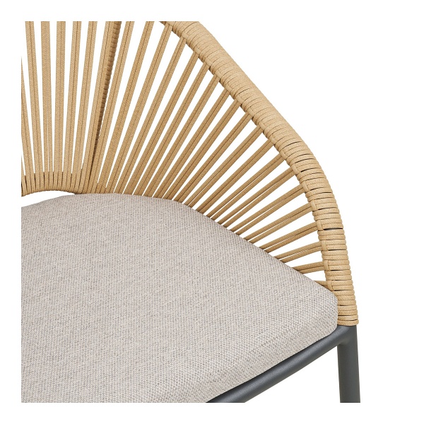 Krzesło Novella boho aluminiowe beżowe z podłokietnikami do jadalni ( Rozmiar: uniwersalny )