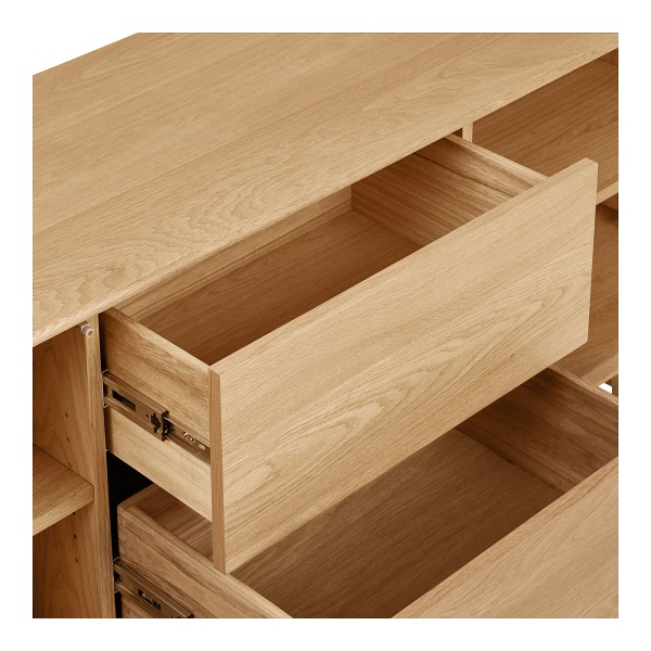 Komoda Darwin dąb naturalny 180 cm ryflowana na nóżkach do salonu ( Rozmiar: uniwersalny )