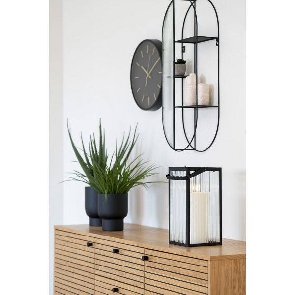 Komoda Kyoto 150 cm dąb ryflowana na czarnych nóżkach do salonu ( Rozmiar: uniwersalny )