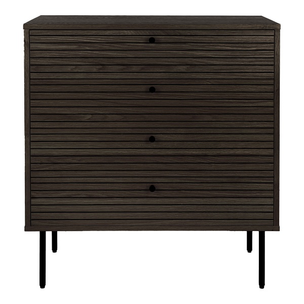 Komoda Kyoto brązowa skandynawska ryflowana 4 szuflady do salonu ( Rozmiar: uniwersalny )