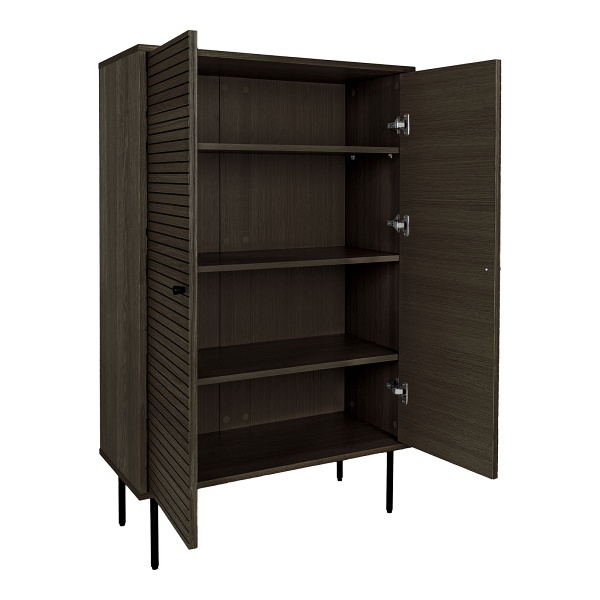 Komoda Kyoto wysoka skandynawska ryflowana dębowa do salonu 80 cm ( Rozmiar: uniwersalny )