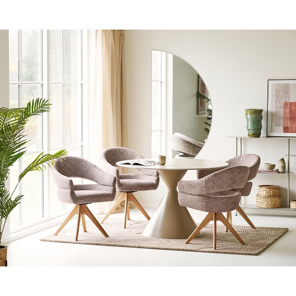 Stół okrągły Annecy 120 cm do jadalni nowoczesny trawertyn piaskowy ( Rozmiar: uniwersalny )