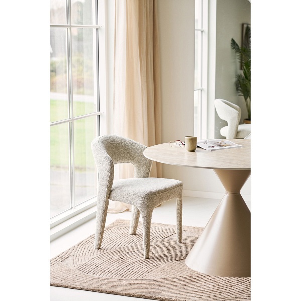 Stół okrągły Annecy 120 cm do jadalni nowoczesny trawertyn piaskowy ( Rozmiar: uniwersalny )