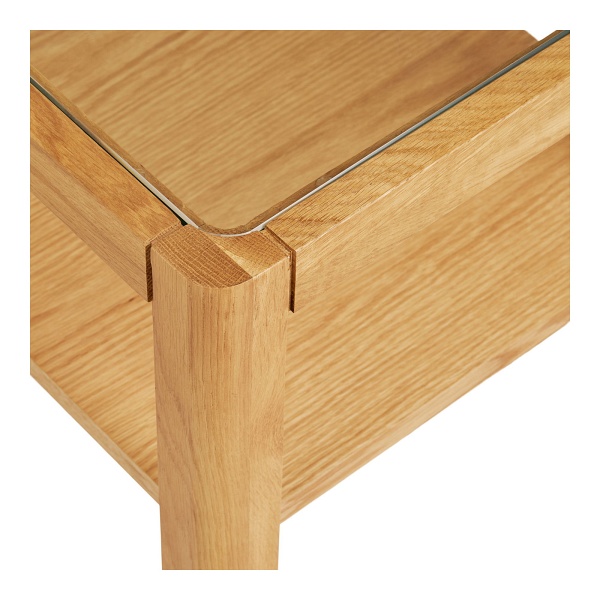 Stolik kawowy Lourmarin kwadratowy szklany dębowy skandynawski 40x40 ( Rozmiar: uniwersalny )