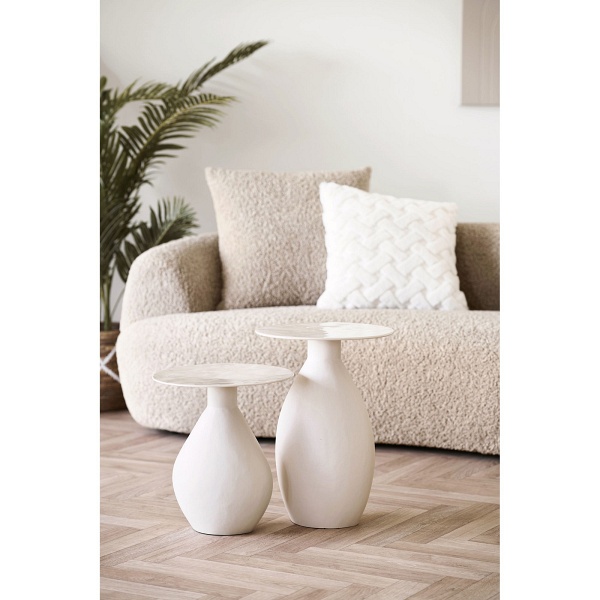 Calais stolik kawowy okrągły metalowy nowoczesny do salonu ecru ( Rozmiar: uniwersalny )