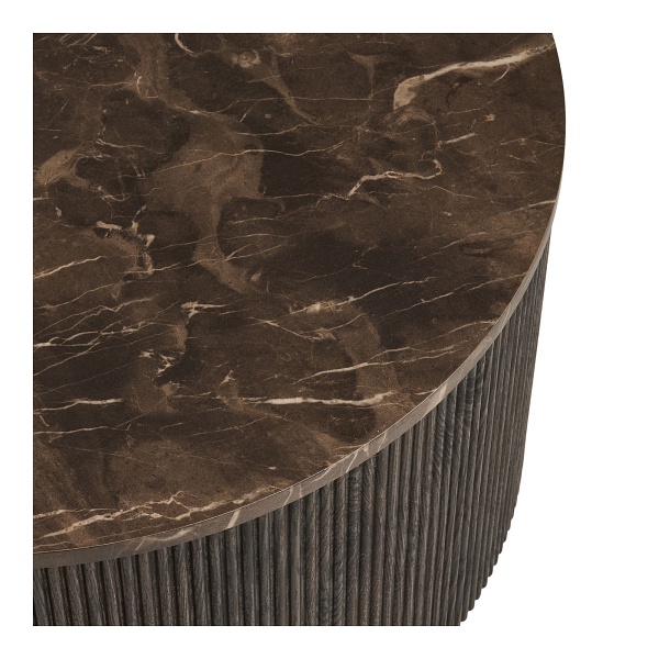 Stolik kawowy Rota okrągły 80 cm imitacja marmuru nowoczesny brązowy ( Rozmiar: uniwersalny )