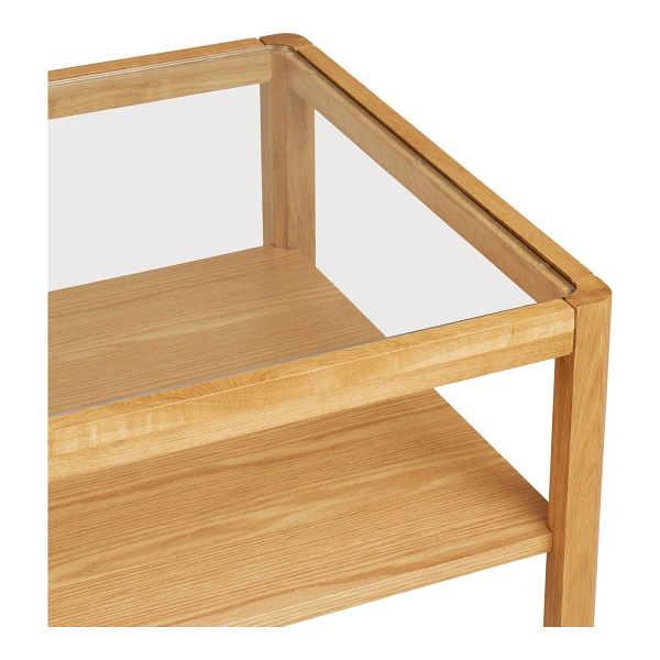 Stolik kawowy Lourmarin szklany prostokątny dębowy nowoczesny 110x60 ( Rozmiar: uniwersalny )