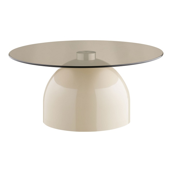 Stolik kawowy Ravello okrągły szklany nowoczesny szaro‑beżowy 70 cm ( Rozmiar: uniwersalny )