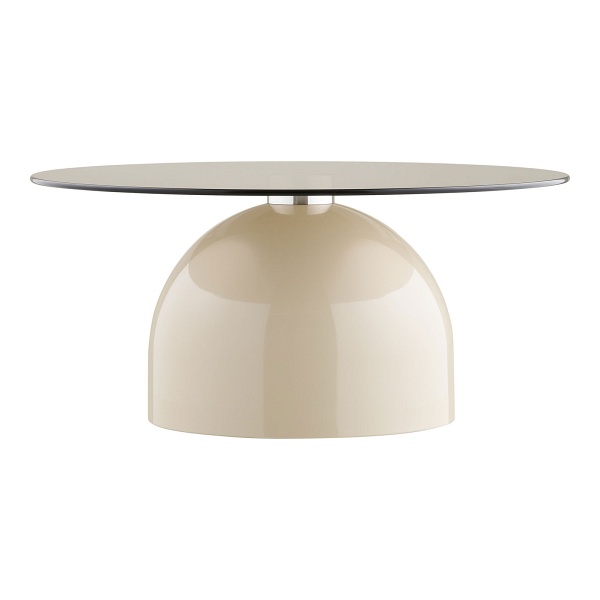 Stolik kawowy Ravello okrągły szklany nowoczesny szaro‑beżowy 70 cm ( Rozmiar: uniwersalny )