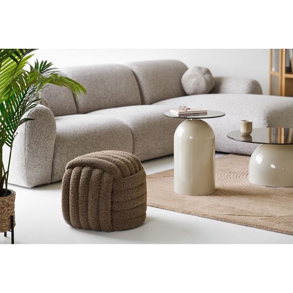 Pufa Napier brązowa welurowa do salonu i przedpokoju 48x48 cm ( Rozmiar: uniwersalny )