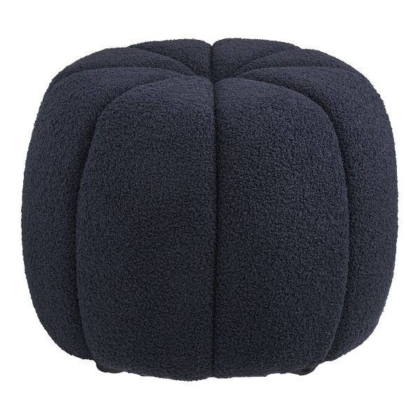 Pufa Paisley granatowa futrzana okrągła do salonu i sypialni ( Rozmiar: uniwersalny )