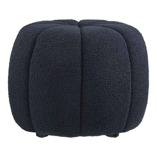 Pufa Paisley granatowa futrzana okrągła do salonu i sypialni ( Rozmiar: uniwersalny )