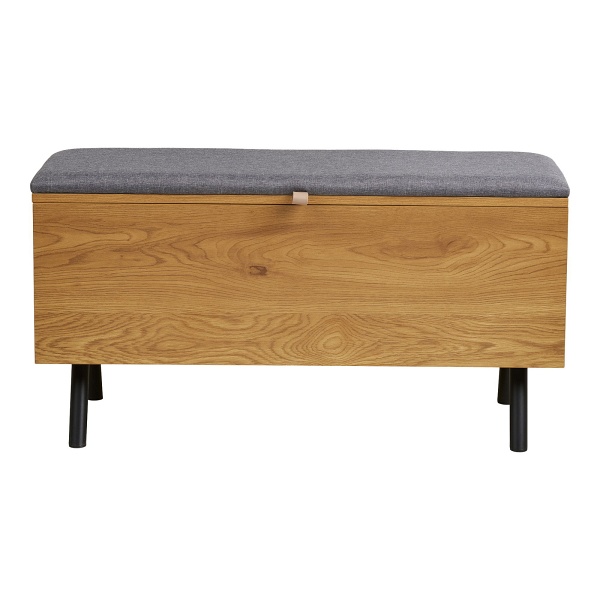 Ławka Barco tapicerowana ze schowkiem dąb szary do przedpokoju 92 cm ( Rozmiar: uniwersalny )
